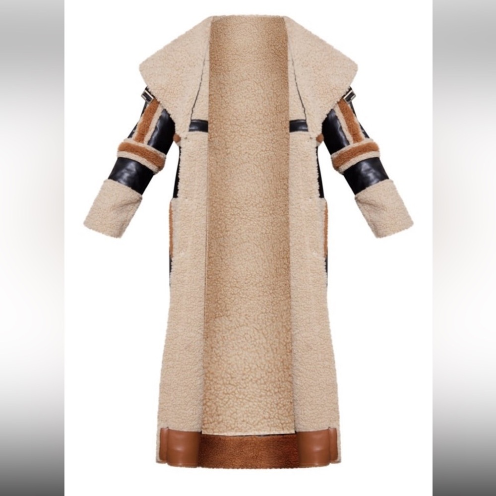 Black Vinyl Contrast Faux Oversized Trench
